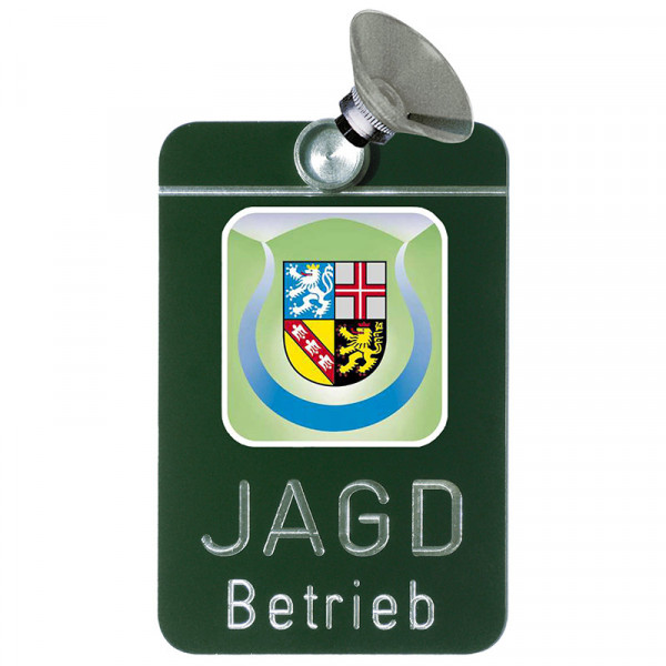 Autoschild "Jagdbetrieb" Wappen: Saarland